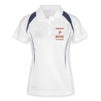 Steckenpferd Hobbyhorse Hobby Horsing - Frauen Polo atmungsaktiv - Weiß/Navy - Vorne