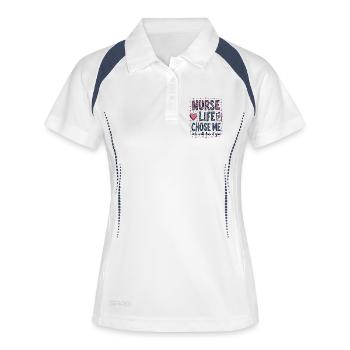 Choose Me Motif Design - Polo respirant Femme - blanc/marine - Devant