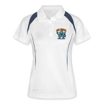Six Seven 67 Italian Brainrot Roboter Meme Humor - Frauen Polo atmungsaktiv - Weiß/Navy - Vorne