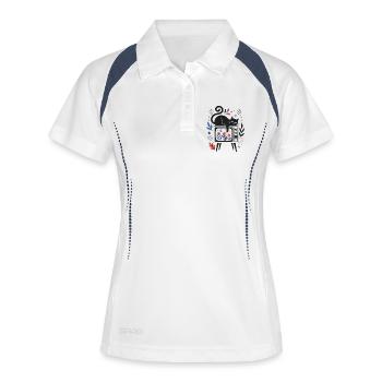 Cat Retro TV Design artistique vintage - Polo respirant Femme - blanc/marine - Devant