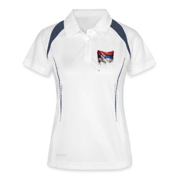 Serbien Flagge Tropfen Graffiti - Frauen Polo atmungsaktiv - Weiß/Navy - Vorne