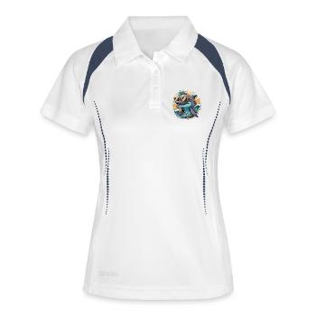 Dauphin avec lunettes de soleil Surf Tropical Design - Polo respirant Femme - blanc/marine - Devant