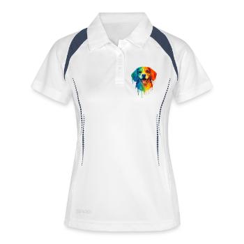 Un beagle aux couleurs vives - Polo respirant Femme - blanc/marine - Devant