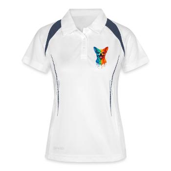 Chihuahua aux couleurs vives - Polo respirant Femme - blanc/marine - Devant