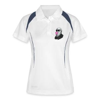Charles Darwin with chewing gum and sunglasses - Women's Polo breathable - white/navy - Front