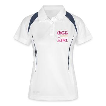 Geisterjäger Halloween Englisch Spruch - Frauen Polo atmungsaktiv - Weiß/Navy - Vorne