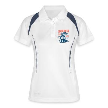Ripper Surfer Croc Beach, Cocoa Beach, Floride - Polo respirant Femme - blanc/marine - Devant