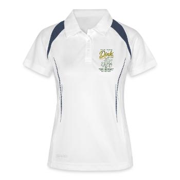 Pickleball-lustiger Spieler Dink Sip Repeat Love - Frauen Polo atmungsaktiv - Weiß/Navy - Vorne