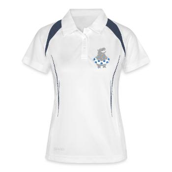 Hippopotame avec anneau de flottaison en polka - Polo respirant Femme - blanc/marine - Devant