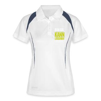 Bin Da Kann Losgehen JGA Büro Malle Festival Party - Frauen Polo atmungsaktiv - Weiß/Navy - Vorne