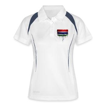 Gambia Flagge in Tropfenkunst - Frauen Polo atmungsaktiv - Weiß/Navy - Vorne