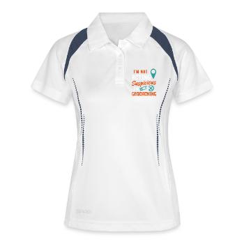 I'm Not Suspicious I'm Geocaching Funny Design - Frauen Polo atmungsaktiv - Weiß/Navy - Vorne