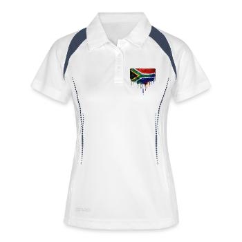 South Africa Flagge Tropfenkunst - Frauen Polo atmungsaktiv - Weiß/Navy - Vorne