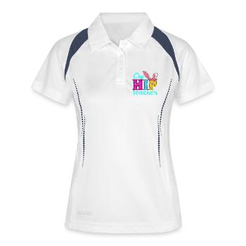 Un joli logo fleuri de lapin enseignant - Polo respirant Femme - blanc/marine - Devant