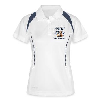 Abenteuer ist besser mit einem Hundedesign - Frauen Polo atmungsaktiv - Weiß/Navy - Vorne