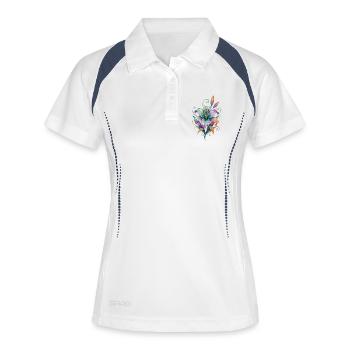 Bunte Lilie Wasserfarbenzauber - Frauen Polo atmungsaktiv - Weiß/Navy - Vorne