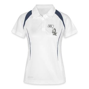 Sturer Fisch sagt NÖ! – Witziges Design - Frauen Polo atmungsaktiv - Weiß/Navy - Vorne