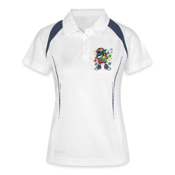 Bewusstsein für Autismus-Bewusstsein für das Puzzleteil des Puzzleteils - Frauen Polo atmungsaktiv - Weiß/Navy - Vorne