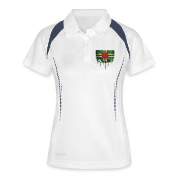 Dominica Flag Tropfenkunst - Frauen Polo atmungsaktiv - Weiß/Navy - Vorne