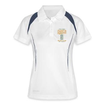 Pickleball propulsé par Pickle Ball Joueur drôle - Polo respirant Femme - blanc/marine - Devant