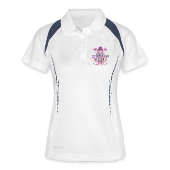 Dans l’humour de l’ère de My Younger Child et de la famille des filles - Polo respirant Femme - blanc/marine - Devant