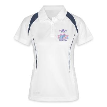 Dans l’humour de l’ère de My Younger Child et de la famille des filles - Polo respirant Femme - blanc/marine - Devant
