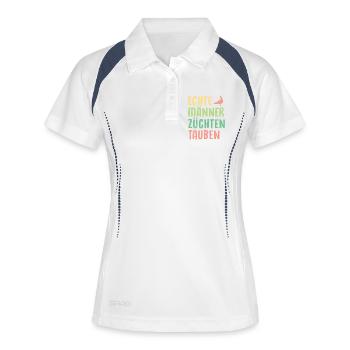 Taubenzüchter Spruch Lustig Taubenflüsterer - Frauen Polo atmungsaktiv - Weiß/Navy - Vorne