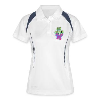 Six seven Meme 67 - Frauen Polo atmungsaktiv - Weiß/Navy - Vorne