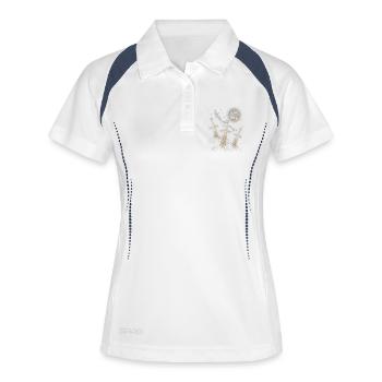 Drei Schwerter im Mondlicht - Frauen Polo atmungsaktiv - Weiß/Navy - Vorne