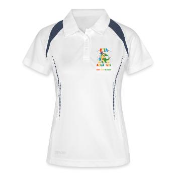Kita Abgänger Eine Legende Verlässt Das Gelände - Frauen Polo atmungsaktiv - Weiß/Navy - Vorne