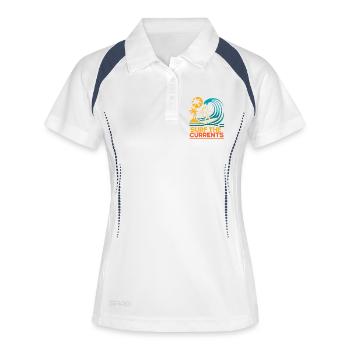 Surf The Currents Waves Palm Trees Beach Motif - Women's Polo breathable - white/navy - Front