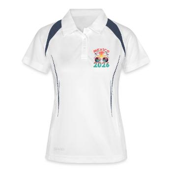 Mexiko 2026 - Frauen Polo atmungsaktiv - Weiß/Navy - Vorne