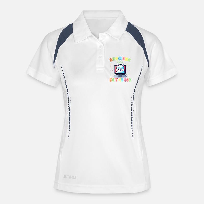Lama Code Arc-en-Ciel Numérique - Polo respirant Femme - blanc/marine