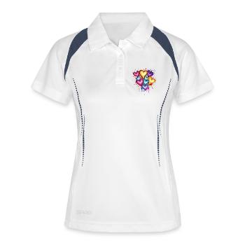 Cœurs Éclaboussures Colorées - Polo respirant Femme - blanc/marine - Devant