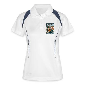 Wochenendkrieger | Renovierung Planer - Frauen Polo atmungsaktiv - Weiß/Navy - Vorne