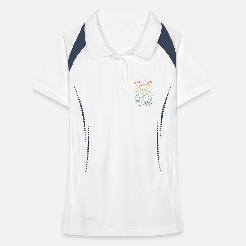 Rainbow branches and birds Women's Polo breathable