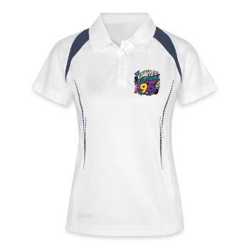 Limitierte 90er 30. Geburtstag - Frauen Polo atmungsaktiv - Weiß/Navy - Vorne