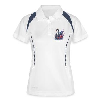Fantasie-Blumenschwan - Frauen Polo atmungsaktiv - Weiß/Navy - Vorne