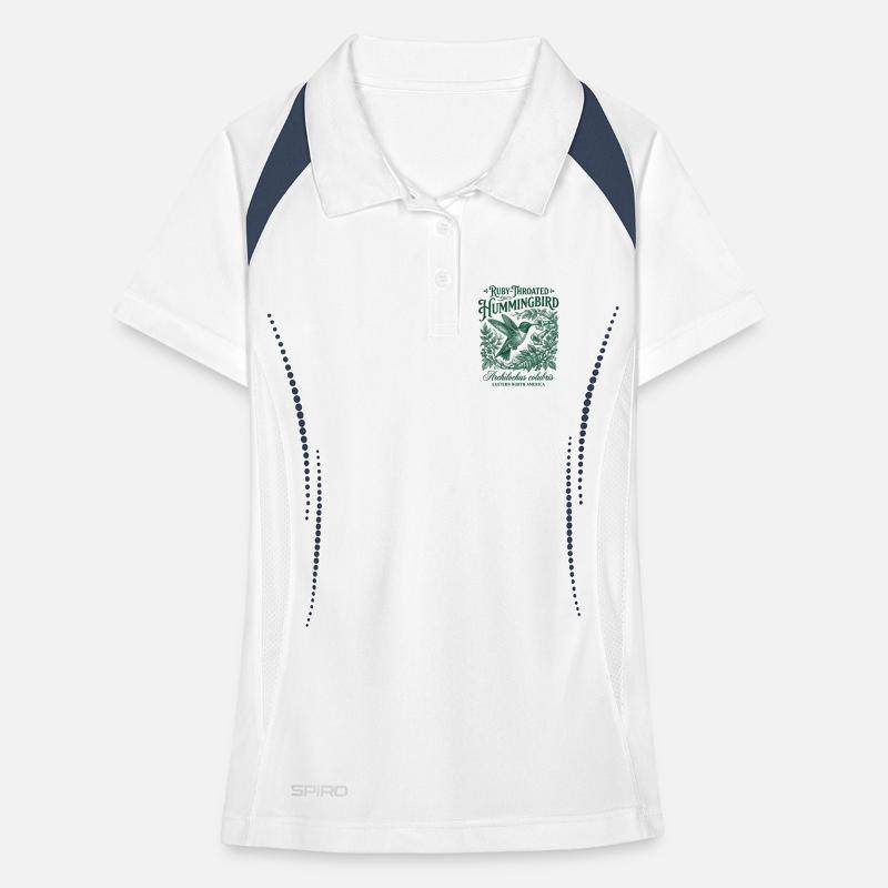 Ruby Throated Hummingbird Colibri Women's Polo breathable