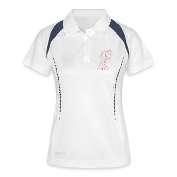 Just a girl who loves Hobby Horsing | Reiten - Frauen Polo atmungsaktiv - Weiß/Navy - Vorne