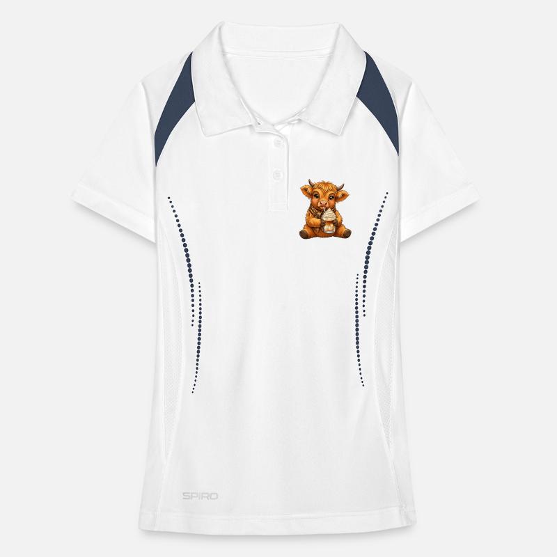 Highland Cow Eiskaffee Frauen Polo atmungsaktiv