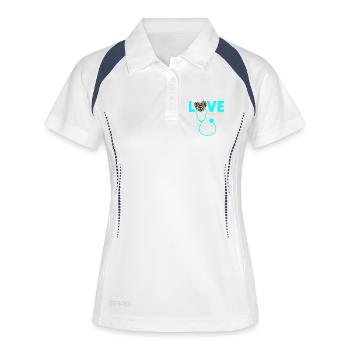 Love Nursing Leopard Heart - Women's Polo breathable - white/navy - Front