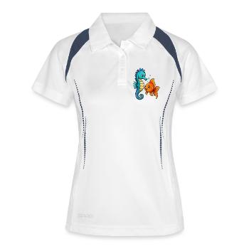 Les hippocampes des Amis sous-marins - Polo respirant Femme - blanc/marine - Devant