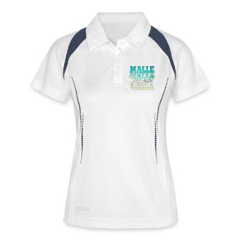 Fête de fin d’année du circuit des filles à Majorque - Polo respirant Femme - blanc/marine - Devant
