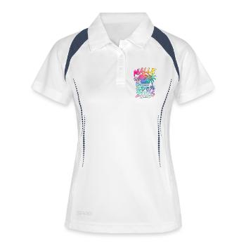 Malle 2026 Mallorca Urlaub Party Sommer - Frauen Polo atmungsaktiv - Weiß/Navy - Vorne