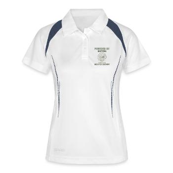 Propulsé par la cérémonie du thé vert matcha amoureuse du matcha - Polo respirant Femme - blanc/marine - Devant