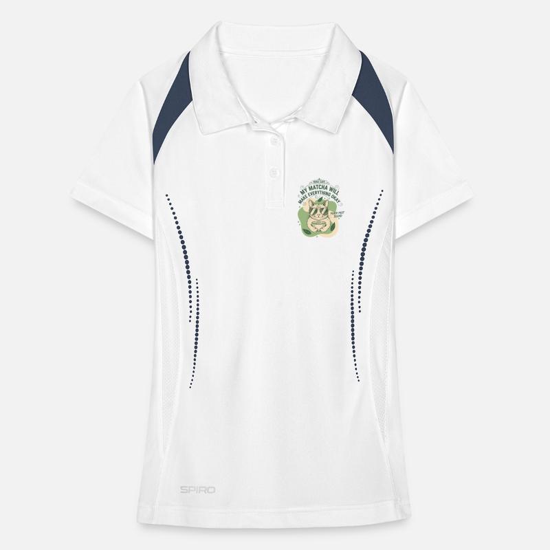 My Matcha Will Make Everything Okay Neko Cafe Women's Polo breathable