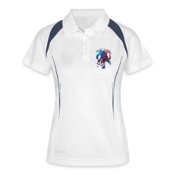 Retro Eishockeyspieler Clash  - Frauen Polo atmungsaktiv - Weiß/Navy - Vorne