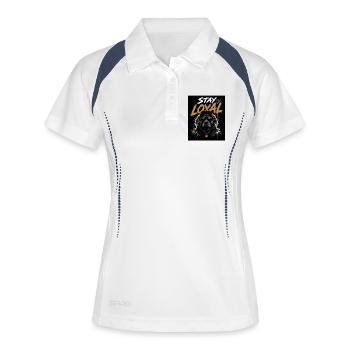 Stay Loyal Dog Shirt Hund Cool Design Streetwear - Frauen Polo atmungsaktiv - Weiß/Navy - Vorne