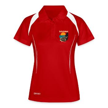 Mallorca Road Cycling Sa Calobra Sun Sea Switchbac - Frauen Polo atmungsaktiv - Rot/Weiß - Vorne